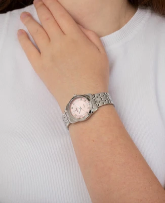 Унисекс ръчен часовник с кварцов механизъм - корпус от Стомана - Стоманена верижка - цвят Розов