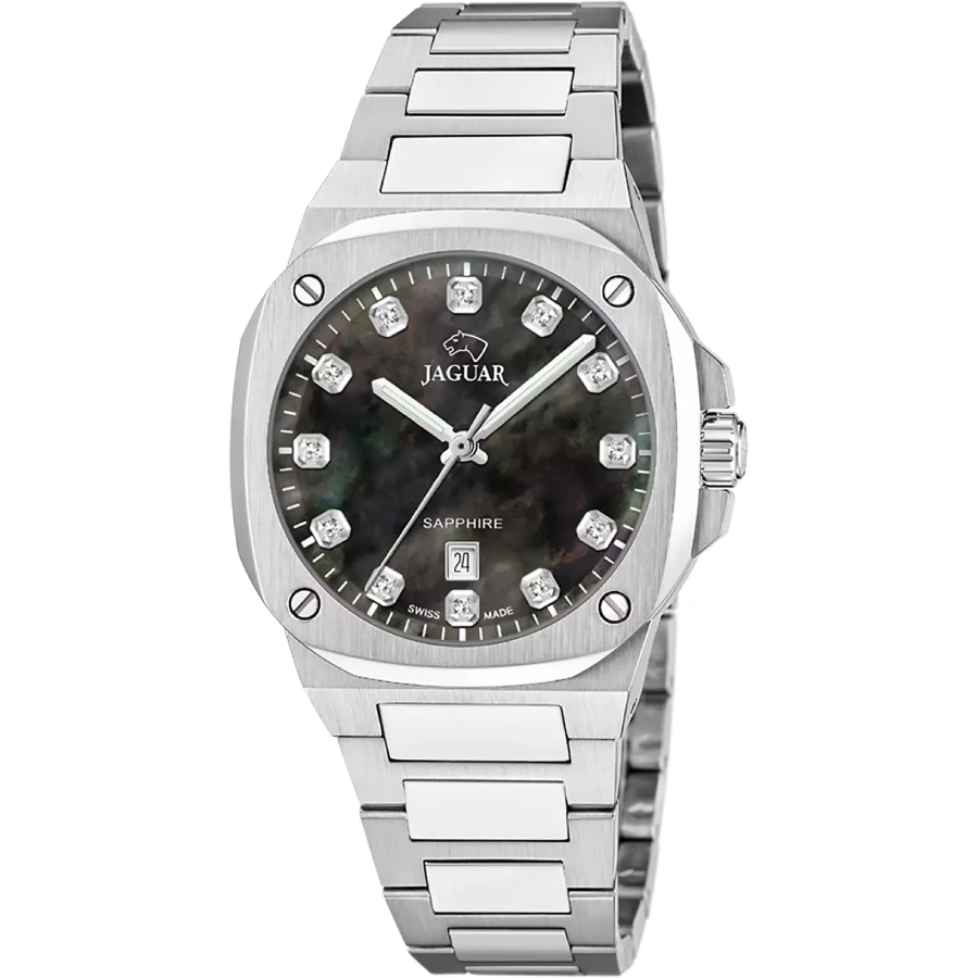 Jaguar J1027/8 Rondcarre - Унисекс ръчен часовник с кварцов механизъм - корпус от Стомана - Стомана - цвят Седеф