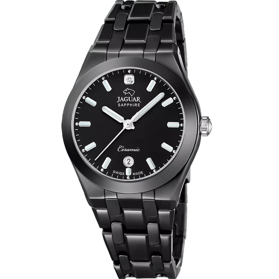 Jaguar J1052/1 Ceramic - Унисекс ръчен часовник с кварцов механизъм - корпус от Керамика - Керамика - цвят Черен