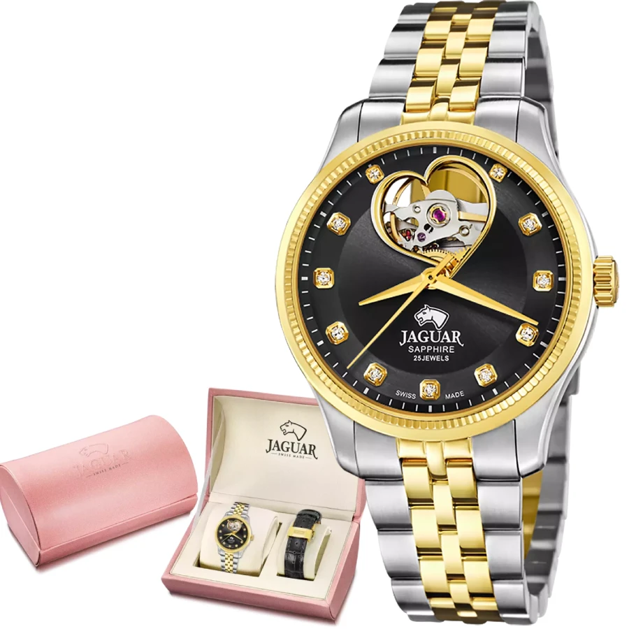 Jaguar J995/2 Coeur - Унисекс ръчен часовник с автоматичен механизъм - корпус от Стомана - Стоманена верижка - цвят Черен