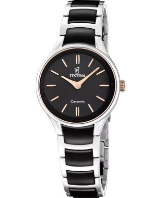 Festina F20752/7 Ceramic - Дамски ръчен часовник с кварцов механизъм - корпус Стомана и керамика - Стомана и керамика - Черен