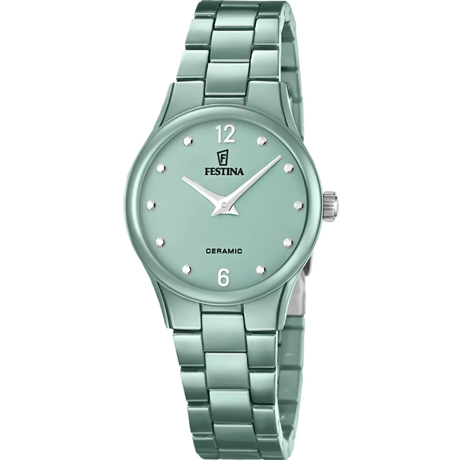 Festina F20751/3 Ceramic - Дамски ръчен часовник с кварцов механизъм - корпус Керамика - Керамика - Зелен
