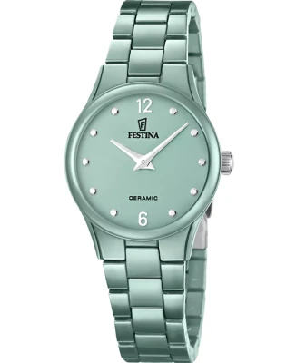 Festina F20751/3 Ceramic - Дамски ръчен часовник с кварцов механизъм - корпус Керамика - Керамика - Зелен