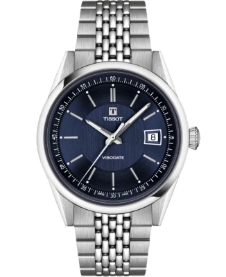 Tissot T157.407.11.041.00 Visodate 39 mm - Унисекс ръчен часовник с автоматичен механизъм - корпус от Стомана - цвят Син