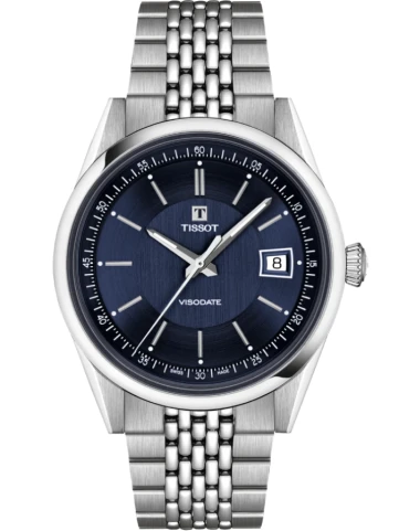 Tissot T157.407.11.041.00 Visodate 39 mm - Мъжки ръчен часовник с автоматичен механизъм - корпус Стомана - Син