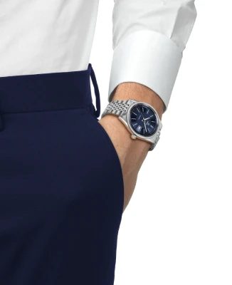 Tissot T157.407.11.041.00 Visodate 39 mm - Мъжки ръчен часовник с автоматичен механизъм - корпус Стомана - Син