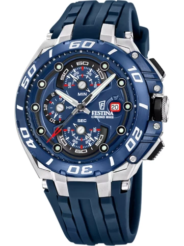 Festina F20755/4 Chrono Bike - Мъжки ръчен часовник с кварцов механизъм - корпус Стомана - Каучук - Син