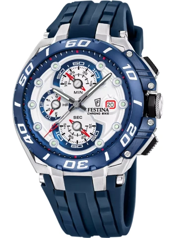 Festina F20755/1 Chrono Bike - Мъжки ръчен часовник с кварцов механизъм - корпус Стомана - Каучук - Бял
