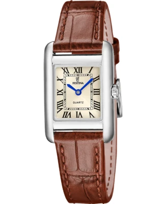 Festina F20773/2 On the square - Дамски ръчен часовник с кварцов механизъм - корпус Стомана - Естествена кожа - Шампанско