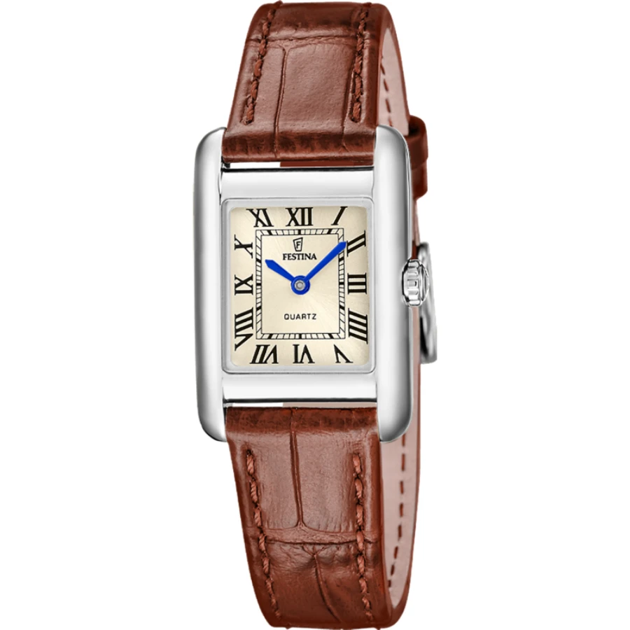 Festina F20773/2 On the square - Дамски ръчен часовник с кварцов механизъм - корпус Стомана - Естествена кожа - Шампанско
