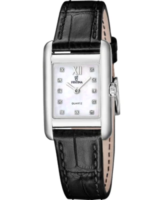 Festina F20773/3 On the square - Дамски ръчен часовник с кварцов механизъм - корпус Стомана - Естествена кожа - Седеф