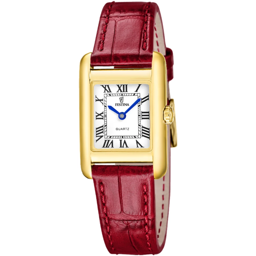 Festina F20774/1 On the square - Унисекс ръчен часовник с кварцов механизъм - корпус от Стомана - Естествена кожа - цвят Бял