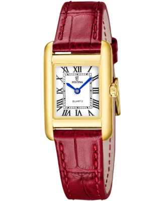 Festina F20774/1 On the square - Дамски ръчен часовник с кварцов механизъм - корпус Стомана - Естествена кожа - Бял