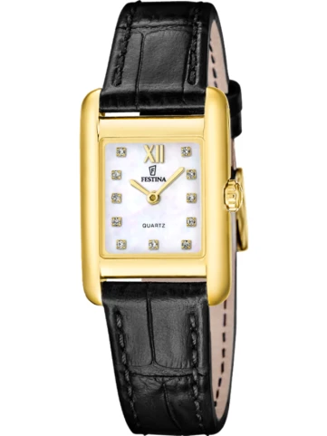 Festina F20774/3 On the square - Унисекс ръчен часовник с кварцов механизъм - корпус от Стомана - Естествена кожа - цвят Бял