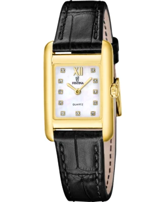 Festina F20774/3 On the square - Дамски ръчен часовник с кварцов механизъм - корпус Стомана - Естествена кожа - Бял