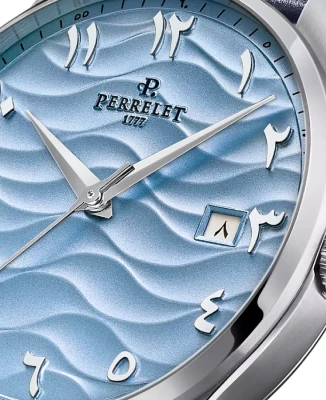 Perrelet A1300/S4 Weekend Limited Edition - Унисекс ръчен часовник с автоматичен механизъм - корпус от Стомана - Естествена кожа - цвят Син