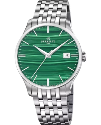 Perrelet A1300/K Weekend Malachite - Унисекс ръчен часовник с автоматичен механизъм - корпус от Стомана - Стомана - цвят Зелен