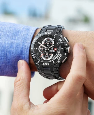 Унисекс ръчен часовник с кварцов механизъм - корпус от Стомана - Стомана - цвят Черен