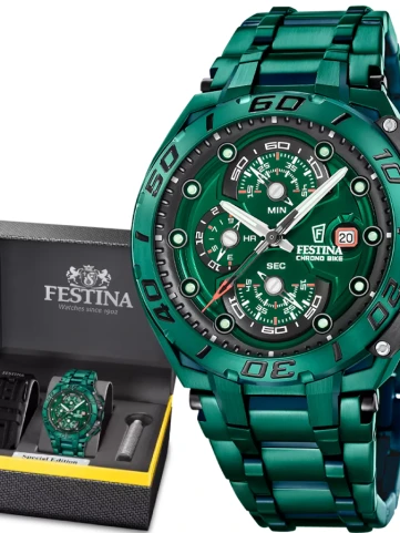 Унисекс ръчен часовник с кварцов механизъм - корпус от Стомана - Стомана - цвят Зелен