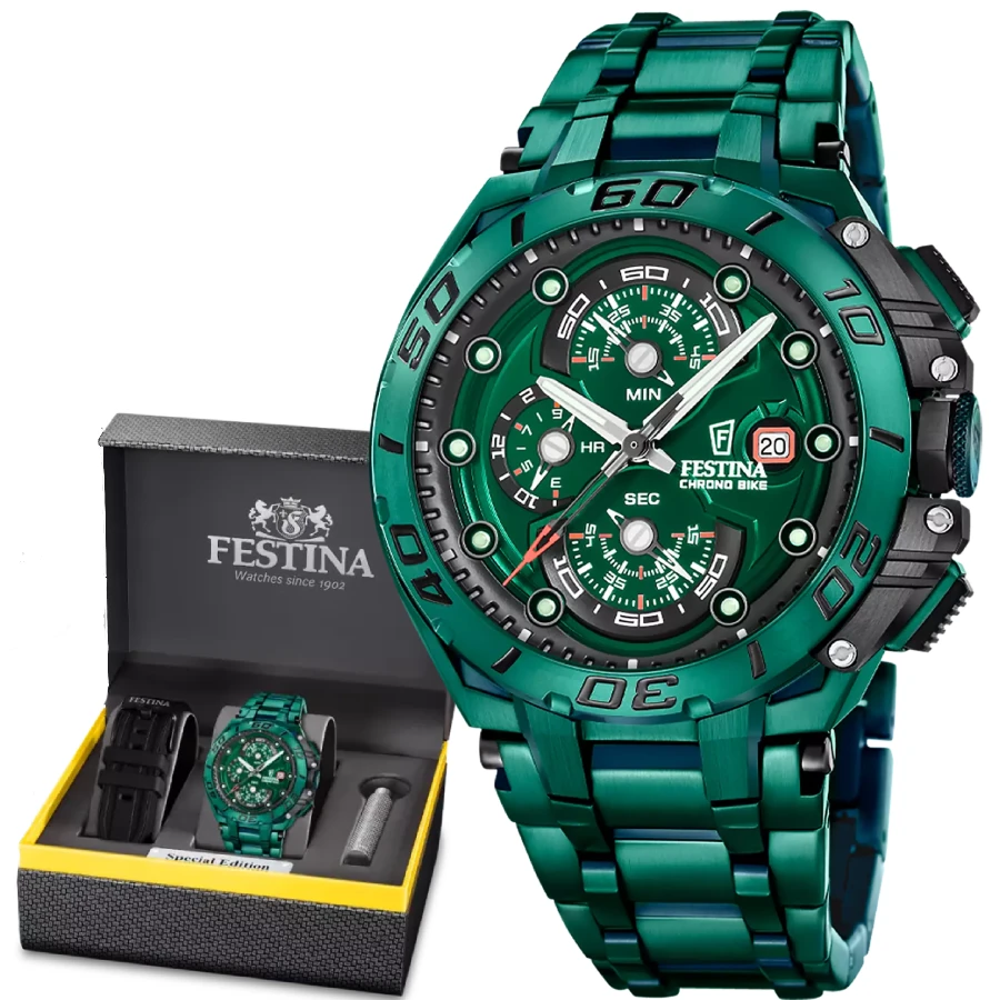 Унисекс ръчен часовник с кварцов механизъм - корпус от Стомана - Стомана - цвят Зелен