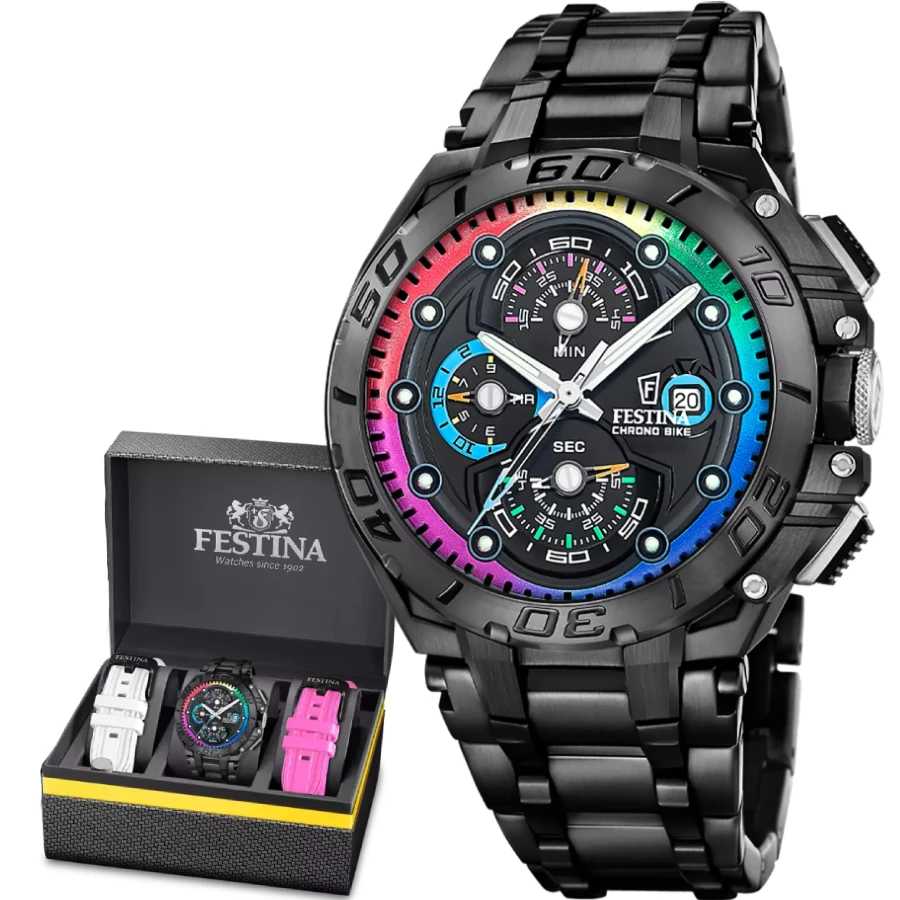 Festina F20761/1 Chrono Bike Limited Edition - Мъжки ръчен часовник с кварцов механизъм - корпус Стомана - Стомана - Черен