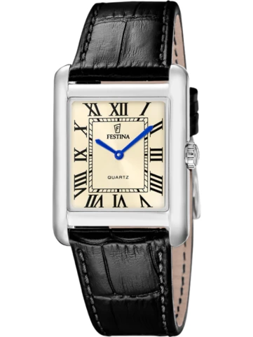 Унисекс ръчен часовник с кварцов механизъм - корпус от Стомана - Естествена кожа - цвят Шампанско