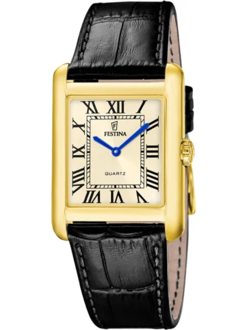 Унисекс ръчен часовник с кварцов механизъм - корпус от Стомана - Естествена кожа - цвят Шампанско