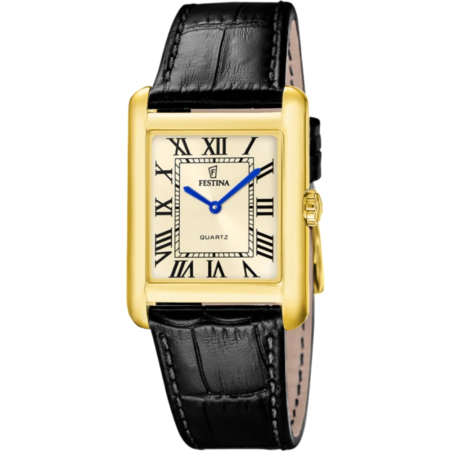 Унисекс ръчен часовник с кварцов механизъм - корпус от Стомана - Естествена кожа - цвят Шампанско