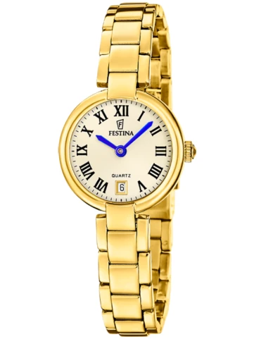 Унисекс ръчен часовник с кварцов механизъм - корпус от Стомана - Стомана - цвят Шампанско