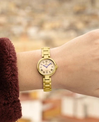 Унисекс ръчен часовник с кварцов механизъм - корпус от Стомана - Стомана - цвят Шампанско