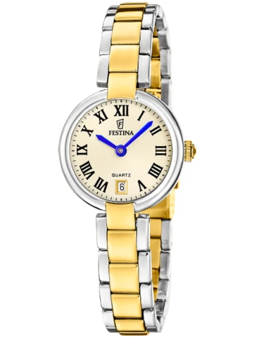 Унисекс ръчен часовник с кварцов механизъм - корпус от Стомана - Стомана - цвят Шампанско