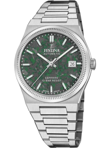 Унисекс ръчен часовник с автоматичен механизъм - корпус от Стомана - Стоманена верижка - цвят Зелен