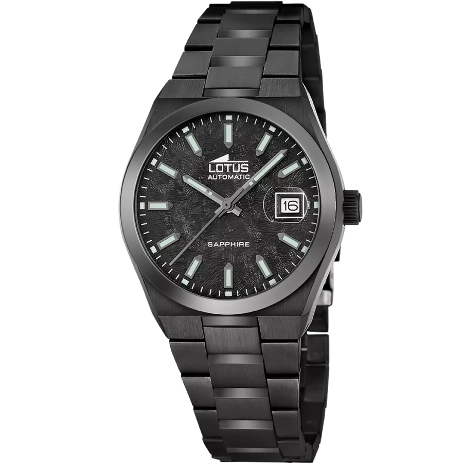 Унисекс ръчен часовник с автоматичен механизъм - корпус от Стомана - Стоманена верижка - цвят Черен