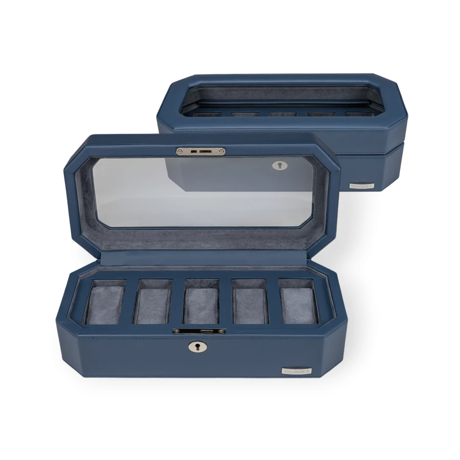 Кутия за съхранение Windrose 804010.05 box for 5 watches TEMPORA - Унисекс - Син