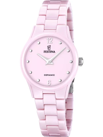 Унисекс ръчен часовник с кварцов механизъм - корпус от Керамика - Керамика - цвят Розов