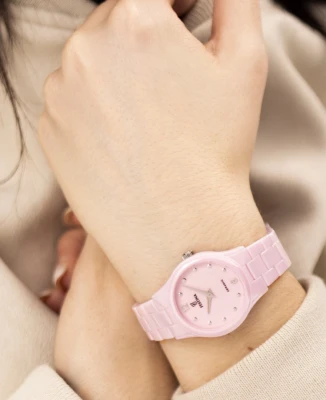 Унисекс ръчен часовник с кварцов механизъм - корпус от Керамика - Керамика - цвят Розов