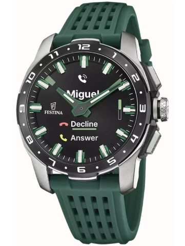 Festina F23305/1 Connected - Мъжки ръчен часовник с смарт хибриден механизъм - корпус Титан - Силиконова каишка - Черен