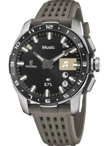 Festina F23305/6 Connected - Мъжки ръчен часовник с смарт хибриден механизъм - корпус Титан - Силиконова каишка - Черен