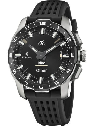 Festina F23305/8 Connected - Мъжки ръчен часовник с смарт хибриден механизъм - корпус Титан - Силиконова каишка - Черен