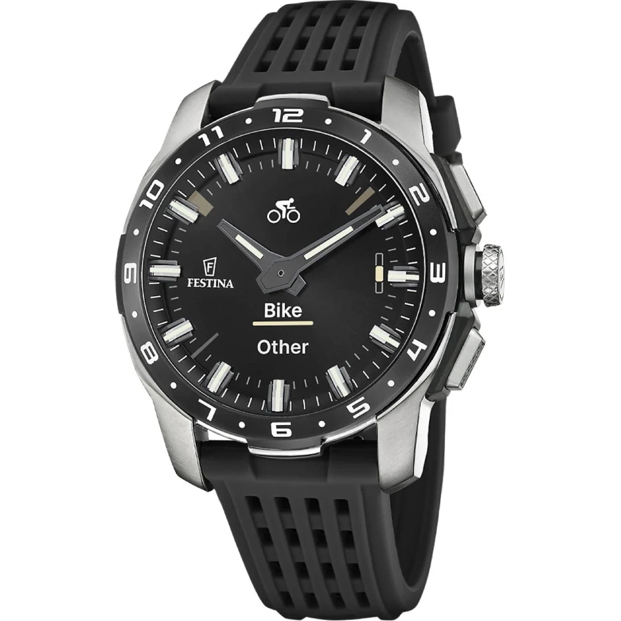 Festina F23305/8 Connected - Мъжки ръчен часовник с смарт хибриден механизъм - корпус Титан - Силиконова каишка - Черен