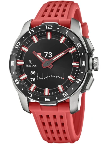 Festina F23305/4 Connected - Мъжки ръчен часовник с смарт хибриден механизъм - корпус Титан - Силиконова каишка - Черен