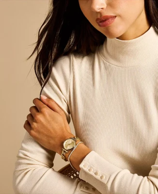 Fossil ES5387SET Carlie - Унисекс ръчен часовник с кварцов механизъм - корпус от Стомана - Стоманена верижка - цвят Злато