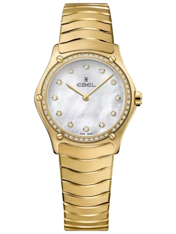 Унисекс ръчен часовник с кварцов механизъм - корпус от Стомана - Златна верижка - цвят Седеф