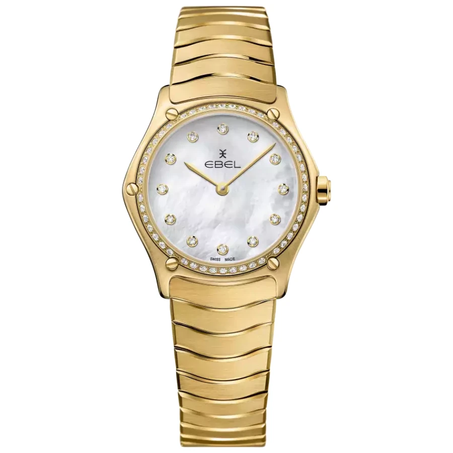 Унисекс ръчен часовник с кварцов механизъм - корпус от Стомана - Златна верижка - цвят Седеф