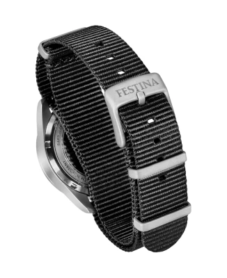 Унисекс ръчен часовник с кварцов механизъм - корпус от Стомана - Текстил - цвят Черен