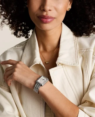 Унисекс ръчен часовник с кварцов механизъм - корпус от Стомана - Стоманена верижка - цвят Седеф