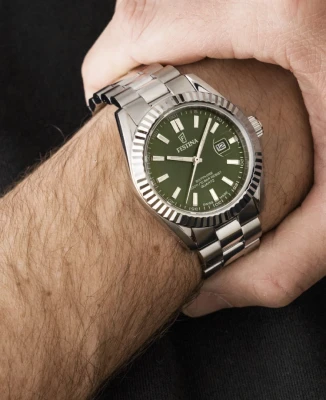 Festina Swiss F20084/C Swiss Made - Унисекс ръчен часовник с кварцов механизъм - корпус от Стомана - Стомана - цвят Зелен