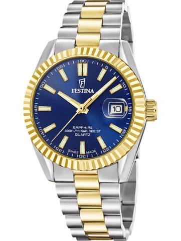 Festina Swiss F20085/B Swiss Made - Унисекс ръчен часовник с кварцов механизъм - корпус от Стомана - Стомана - цвят Син