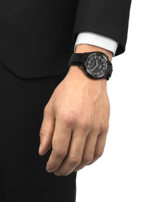 Унисекс ръчен часовник с автоматичен механизъм - корпус от Карбон - Текстил - цвят Сив