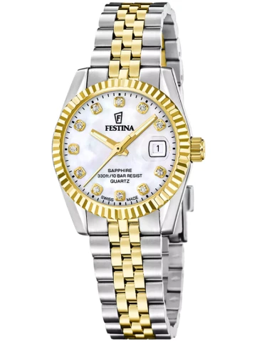 Festina Swiss F20088/1 Swiss Made - Унисекс ръчен часовник с кварцов механизъм - корпус Стомана - Стомана - Седеф